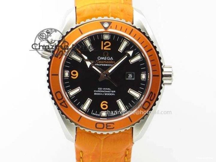 0131 Planet Ocean Master Chrono 45mm SS OM 1:1 Best Edition Black Dial Orange 12 On Rubber Strap A Durable 8169